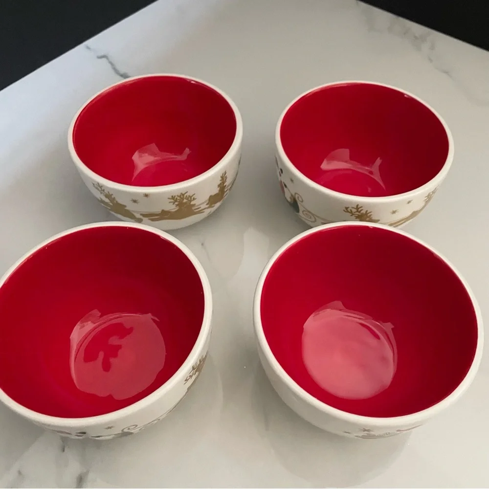 NEW! SET of 4 Christmas Village Appetizer/Dessert Bowls by Coton Colors